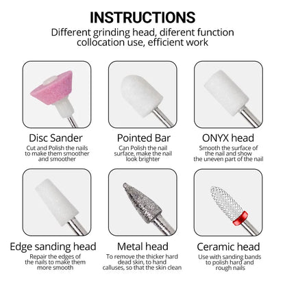 Wireless 6-in-1 Nail Drill