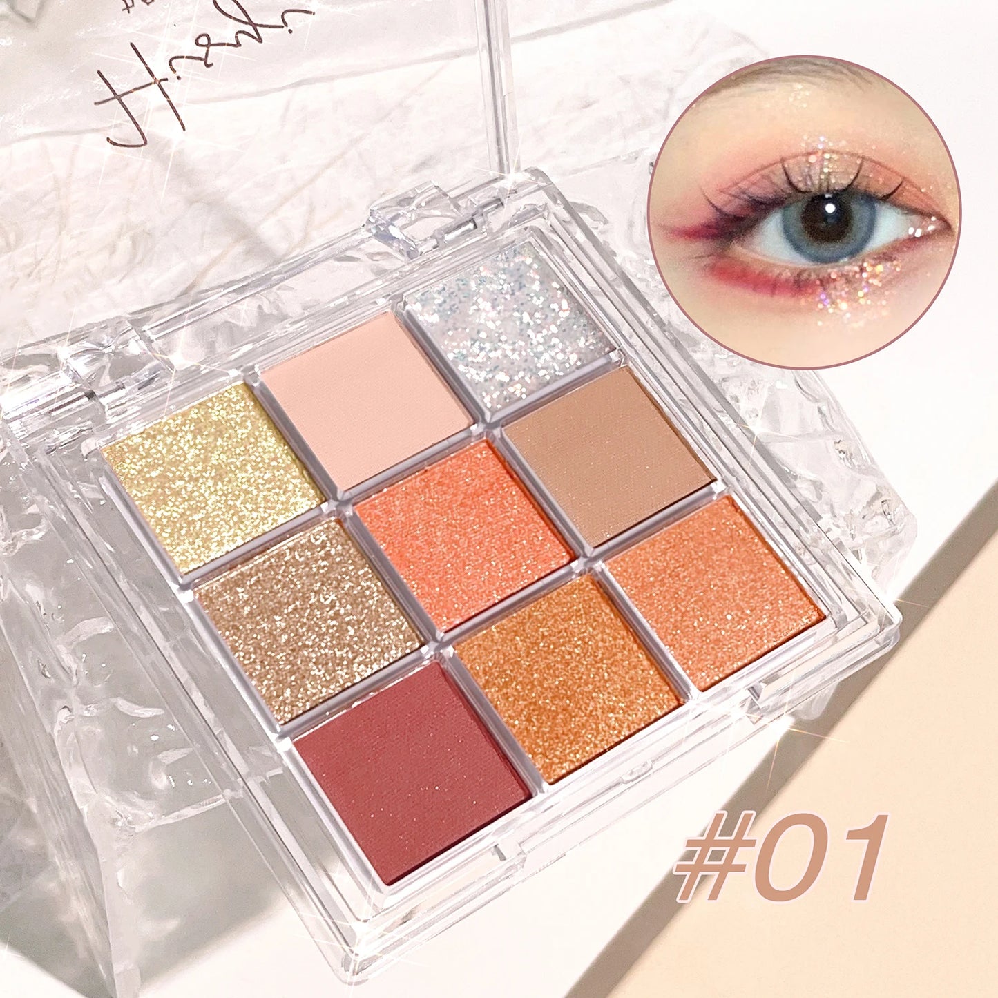 Nine-Color Matte and Glitter Eyeshadow Palette