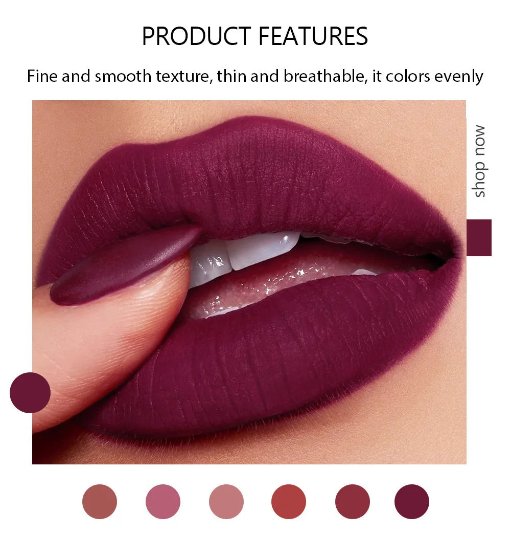 6-Color Matte Lipstick Set Waterproof