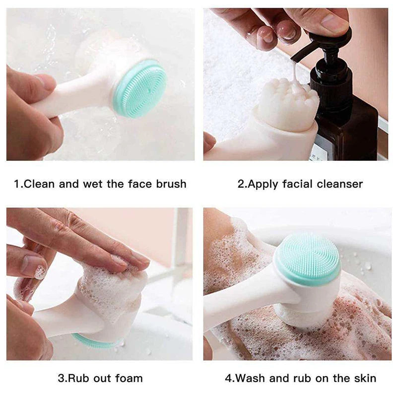3D Double-Sided Silicone Facial Cleansing Brush