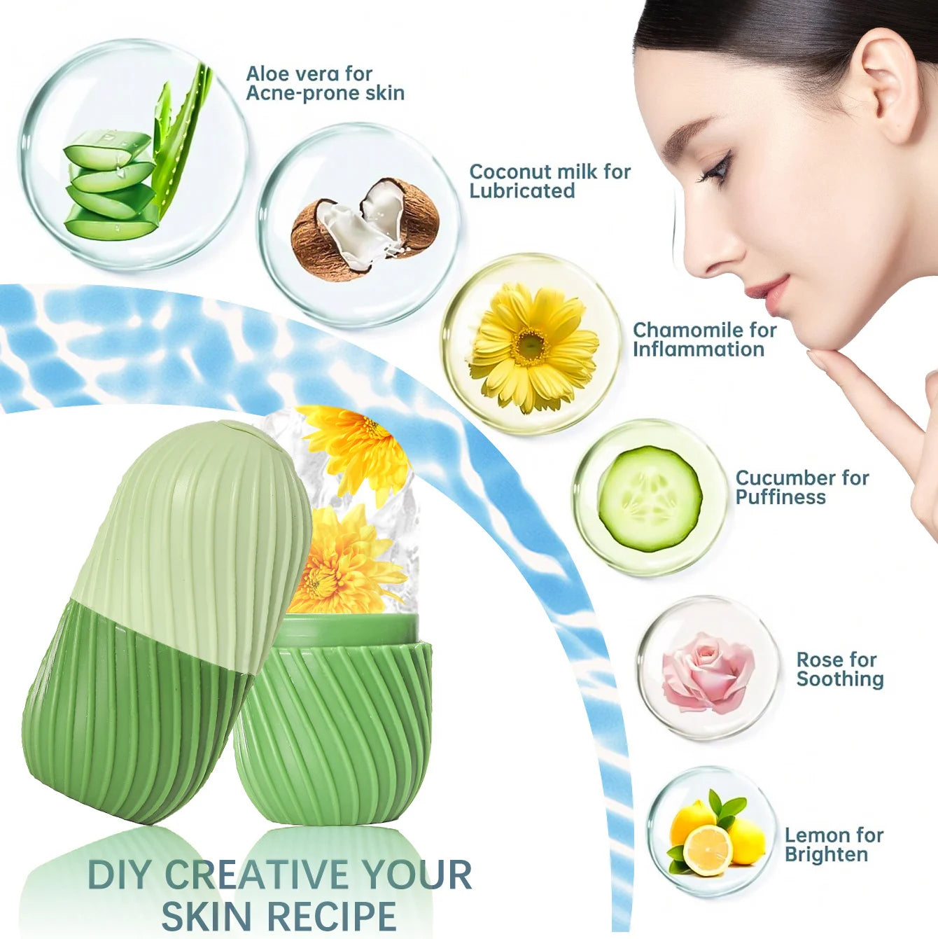 Heart Gua Sha and Ice Roller Facial Set