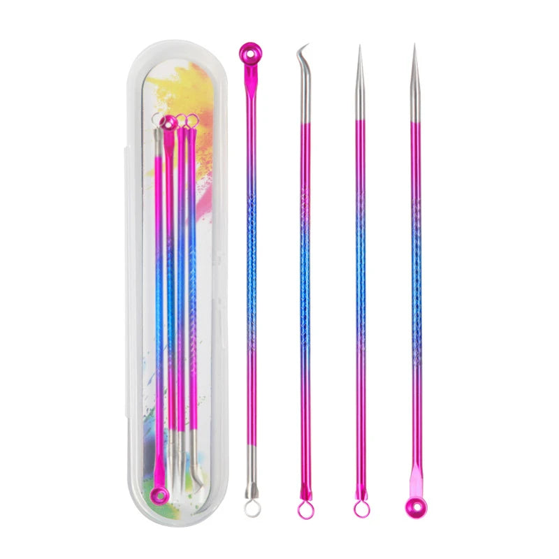 4-Piece Stainless Steel Acne Blackhead and Pimple Remover Set