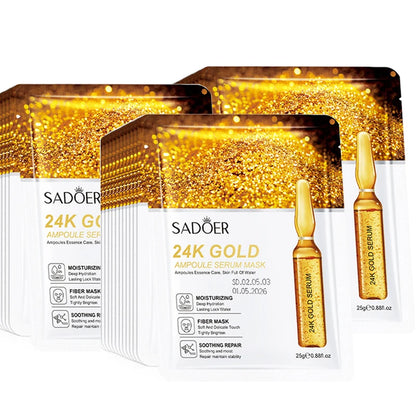 24K Gold Vitamin C and Hyaluronic Acid Facial Mask Set