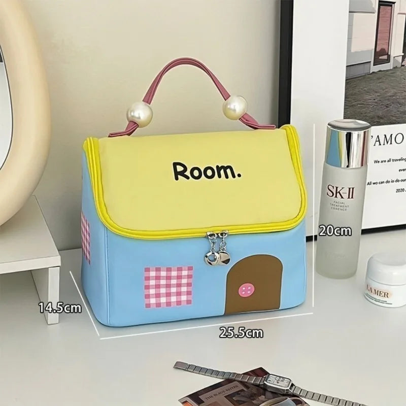 Large-Capacity House-Shaped Travel Cosmetic Bag