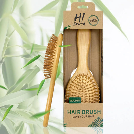Premium Bamboo Hair Brush Set