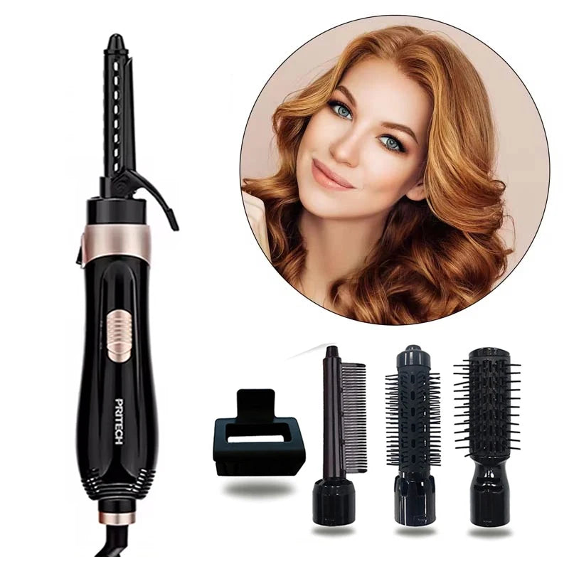 4-in-1 Salon Hot Air Brush Blow Dryer and Curler Set