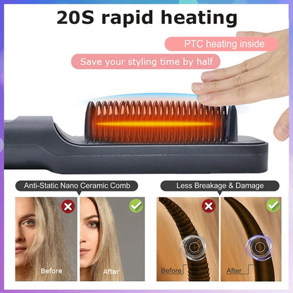 Electric Hot Comb Straightening Brush