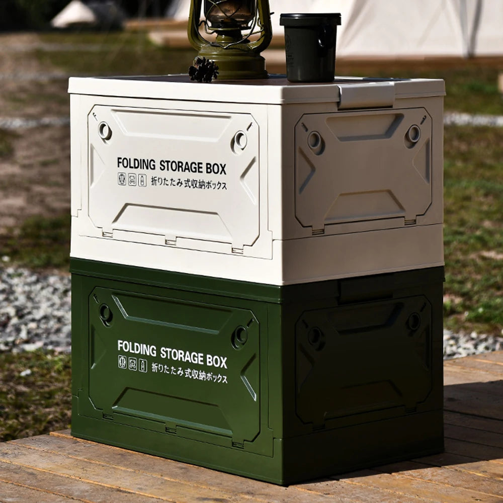 Dual-Purpose Folding Storage Box and Table