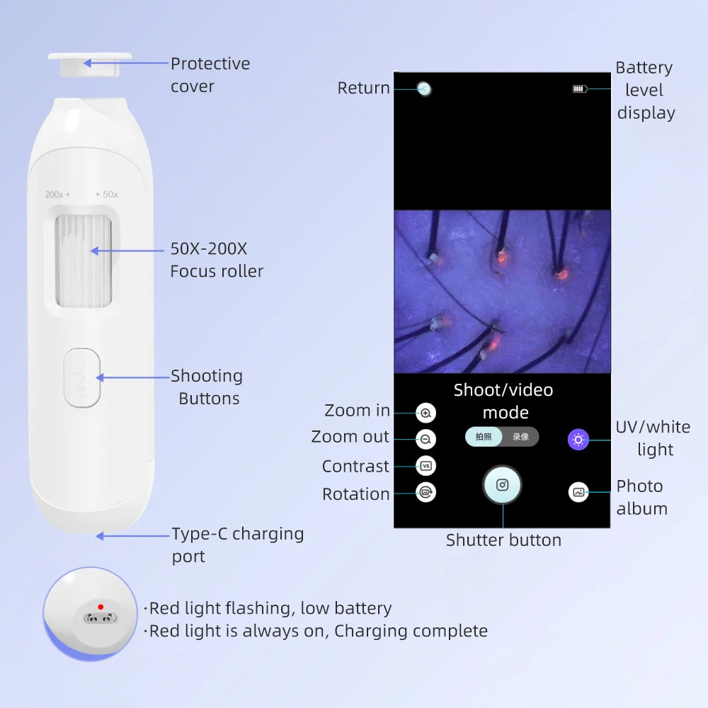 Wireless HD Scalp Analyzer Microscope