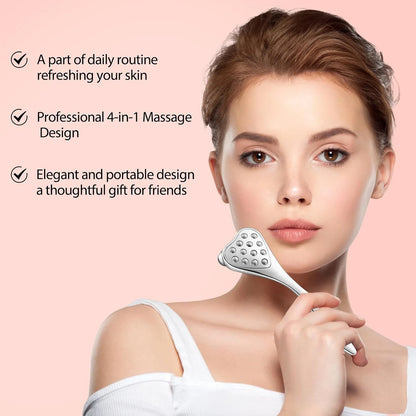 Stainless Steel Gua Sha and Facial Roller Set