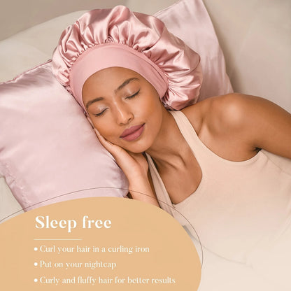 Heat-Free Satin Hair Curler and Silk Sleeping Cap Set