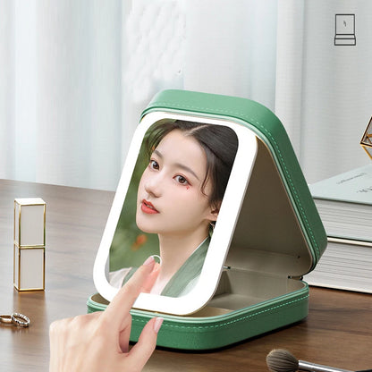 Portable LED Mirror Makeup Storage Box