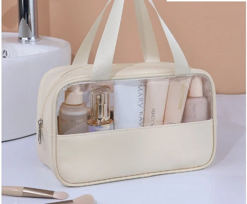 Beige Transparent Waterproof Makeup Bag