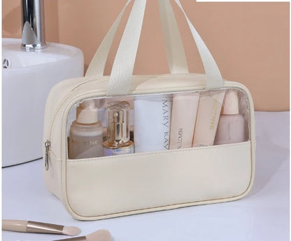 Beige Transparent Waterproof Makeup Bag
