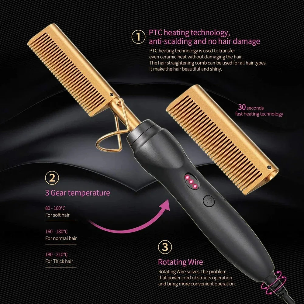 Portable Ceramic Hot Comb Straightener