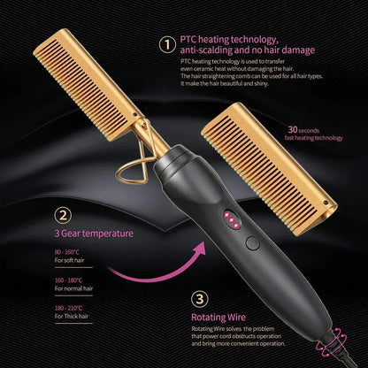 Portable Ceramic Hot Comb Straightener