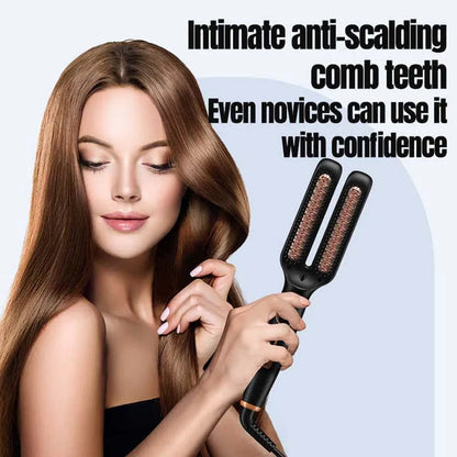 2-in-1 Electric Anti-Frizz Ceramic Straightening Hot Comb Brush