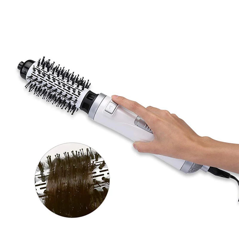 2-in-1 Rotating Negative Ion Hot Air Brush Hair Dryer