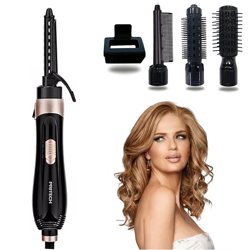 4-in-1 Salon Hot Air Brush Blow Dryer and Curler Set