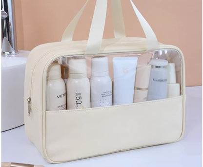 Beige Transparent Waterproof Makeup Bag