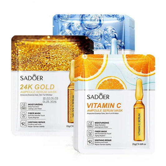 24K Gold Vitamin C and Hyaluronic Acid Facial Mask Set
