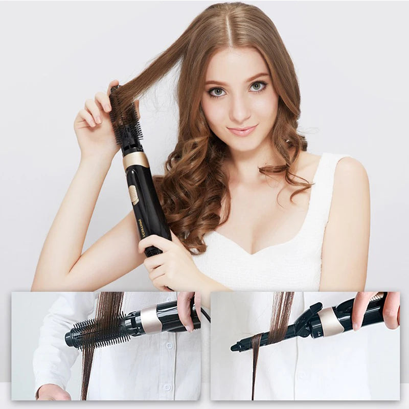 4-in-1 Rotating Ionic Hot Air Brush Hair Dryer Styler