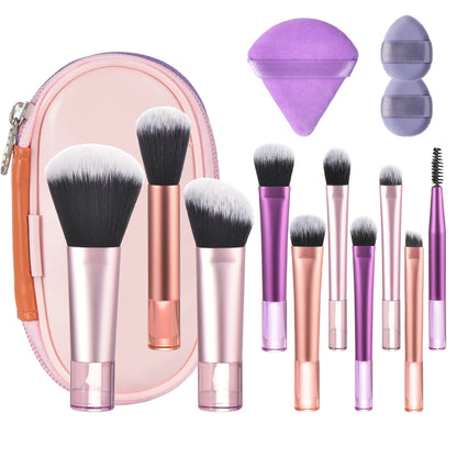 Mini Travel Makeup Brush and Puff Set