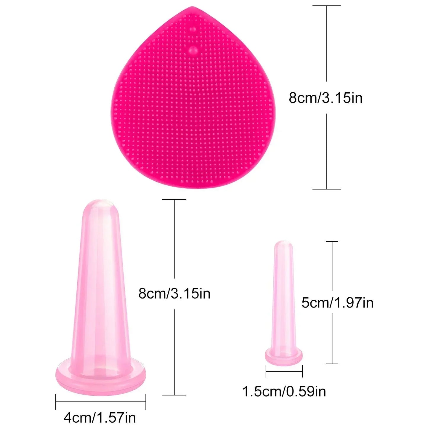 Silicone Vacuum Cupping and Face Mask Holder Massage Set