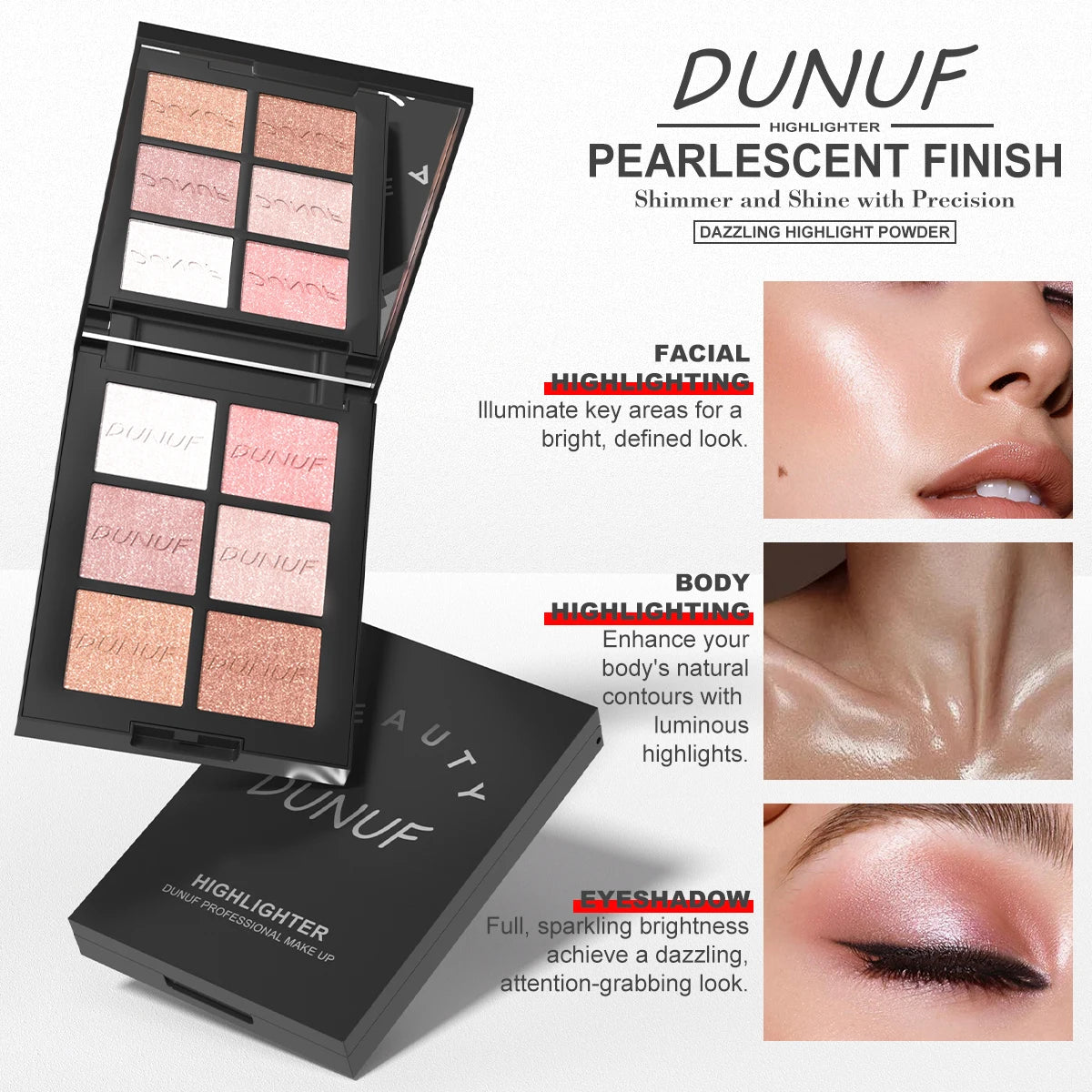 6-Color Pearl Shimmer Highlighter Palette