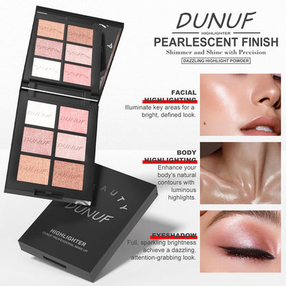 6-Color Pearl Shimmer Highlighter Palette