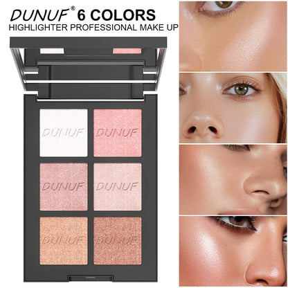 6-Color Pearl Shimmer Highlighter Palette