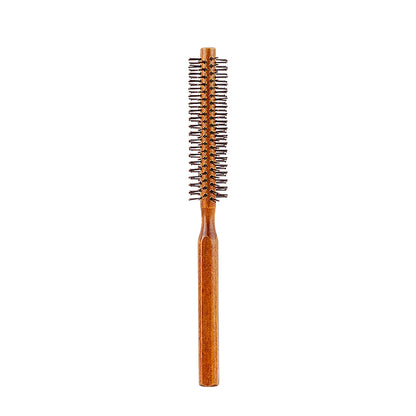 Wooden Handle Circular Nylon Brush for Curling, Volume, and Styling