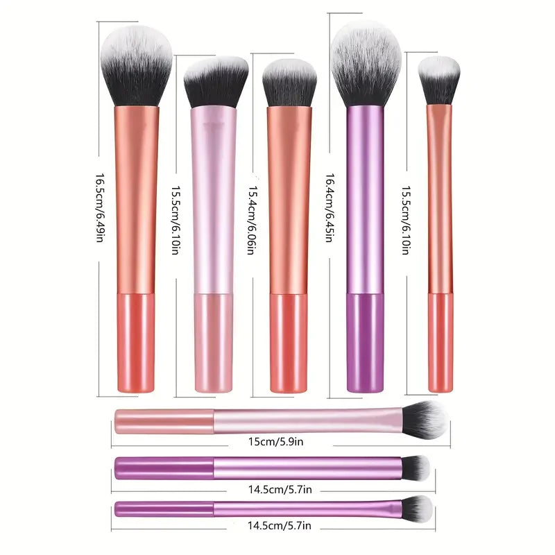 8-Piece Soft Synthetic Makeup Brush Kit