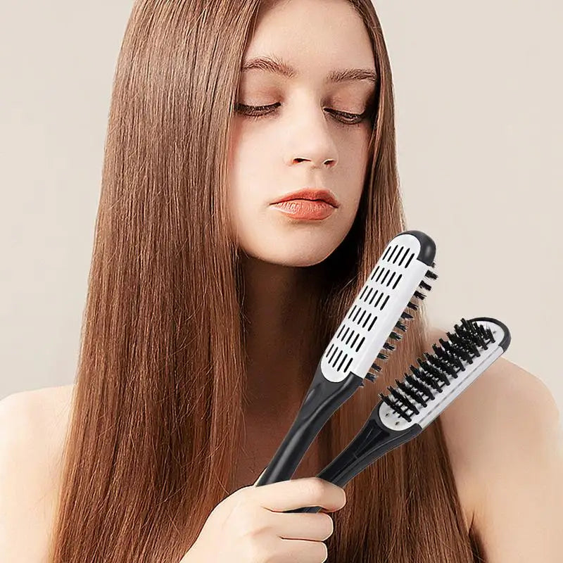 Boar Bristle Hair Straightening Clamp Comb