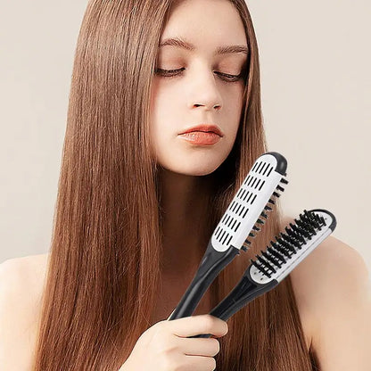 Boar Bristle Hair Straightening Clamp Comb