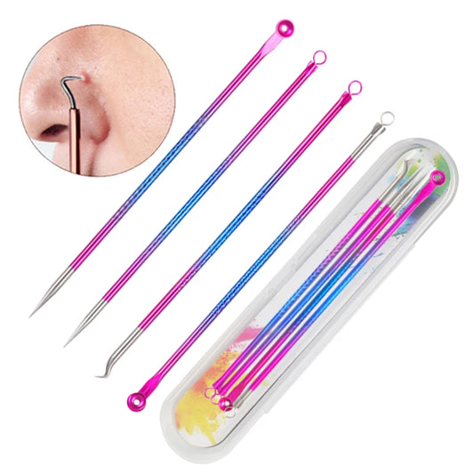 4-Piece Stainless Steel Acne Blackhead and Pimple Remover Set