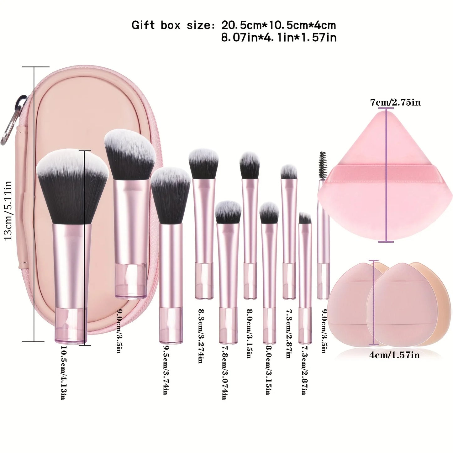 Mini Travel Makeup Brush and Puff Set