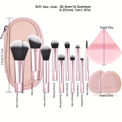 Mini Travel Makeup Brush and Puff Set