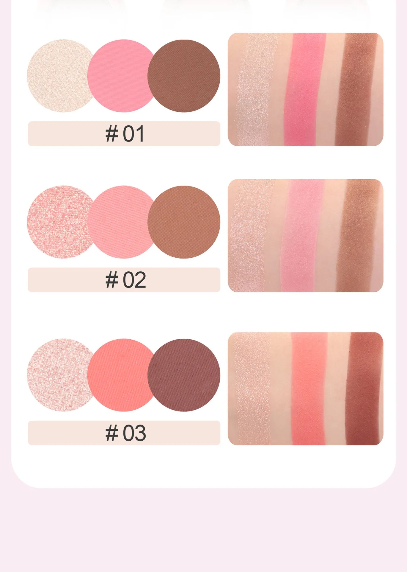 Three-in-One Eyeshadow Highlighter Blush Palette