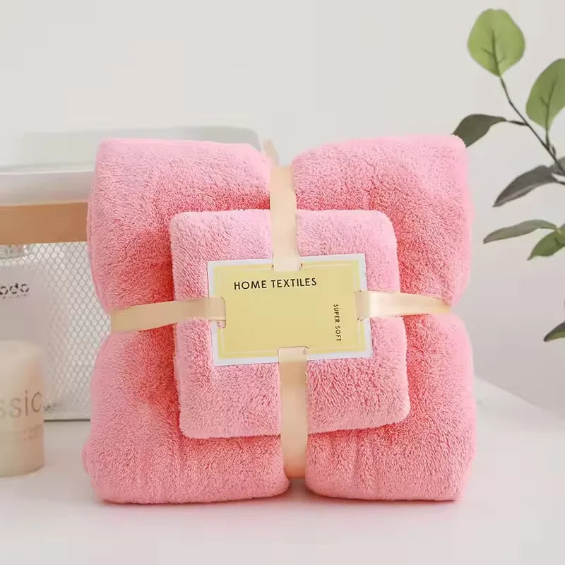 Super Soft Coral Velvet Bath Towel Set