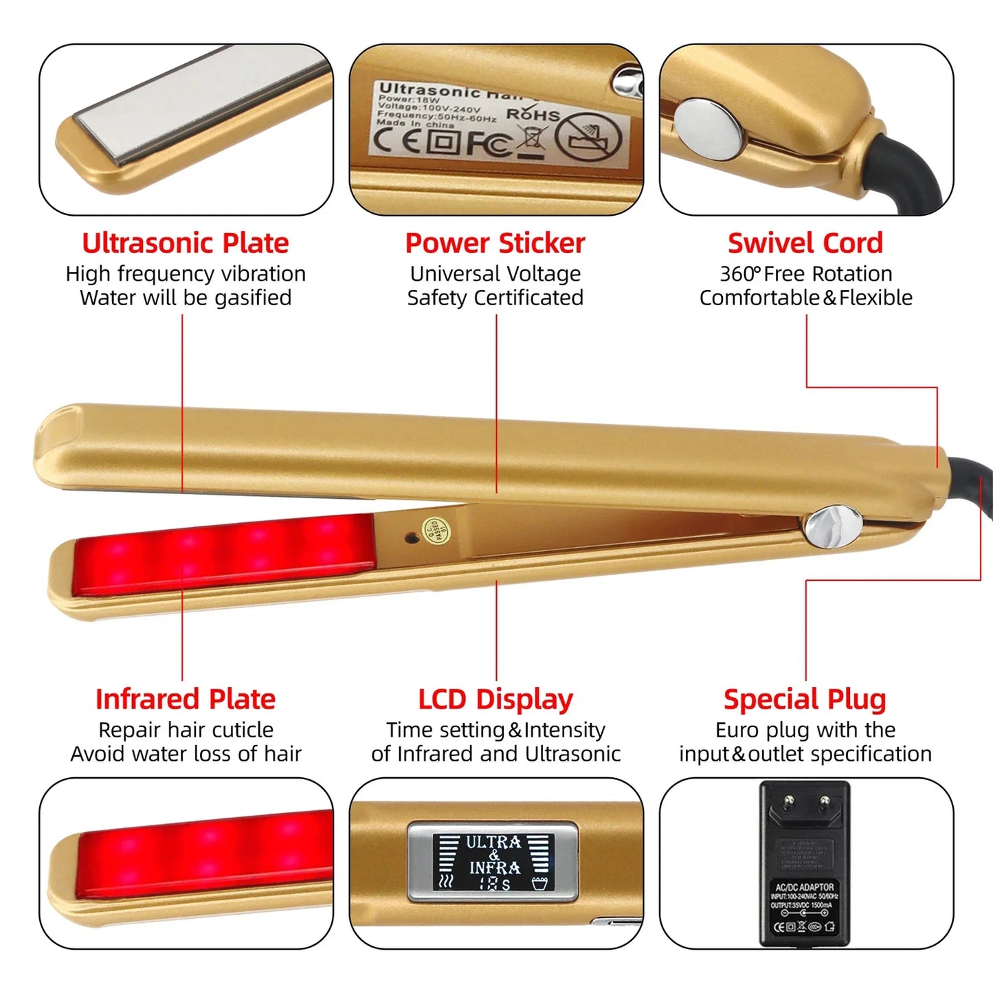 Ultrasonic Infrared Cold Hair Straightener