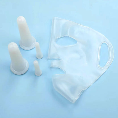 Silicone Vacuum Cupping and Face Mask Holder Massage Set