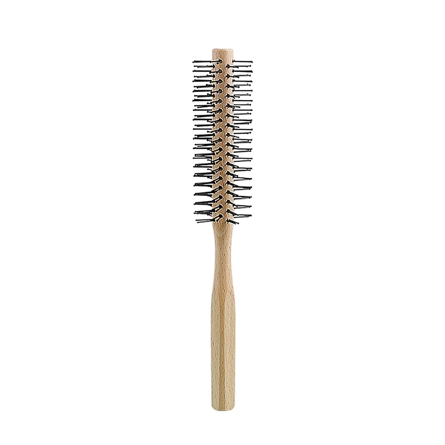 Wooden Handle Circular Nylon Brush for Curling, Volume, and Styling