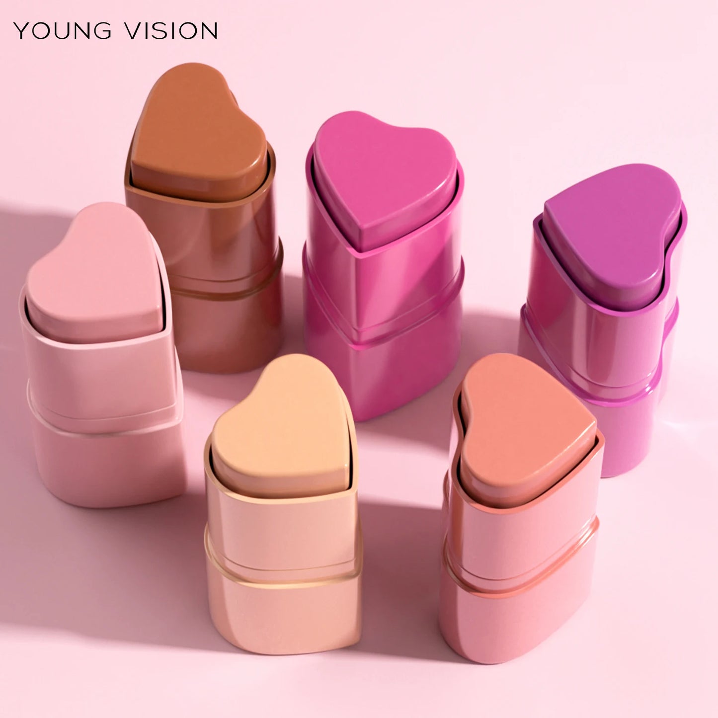 Six-Color Matte Heart Blush 3-in-1 Stick