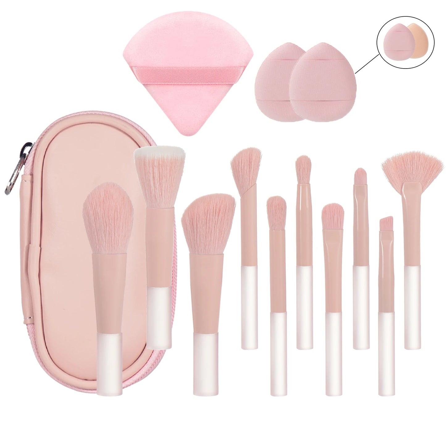 Mini Travel Makeup Brush and Puff Set