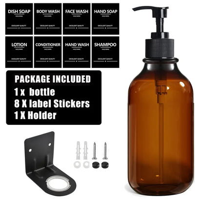 Reusable 500ml Amber Soap Bottle Set