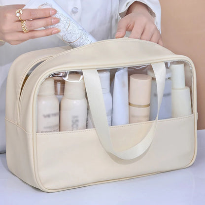 Beige Transparent Waterproof Makeup Bag