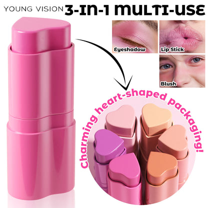 Six-Color Matte Heart Blush 3-in-1 Stick