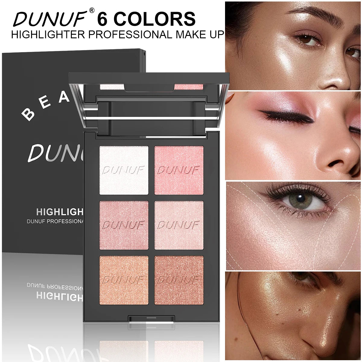 6-Color Pearl Shimmer Highlighter Palette