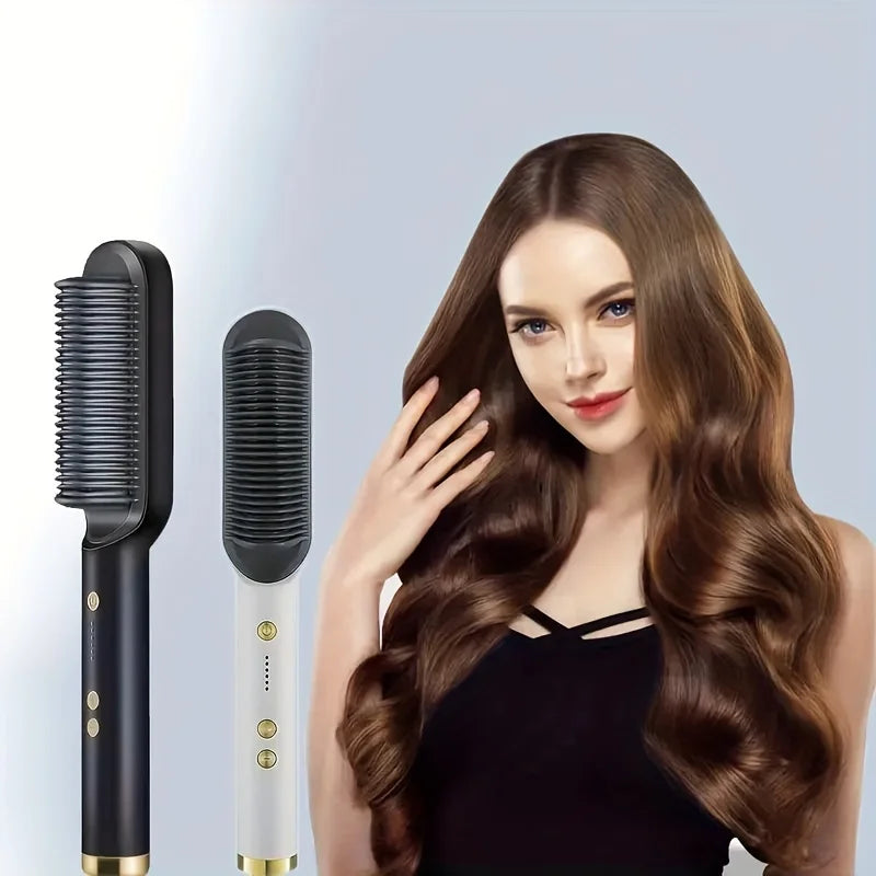2-in-1 Electric Hair Straightening Comb and Curling Tool